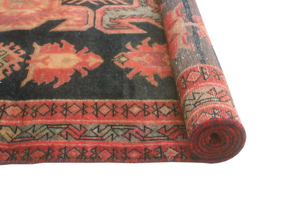 Fine Vintage Distressed Bellia Charcoal/Rust Runner, 4'2x10'4