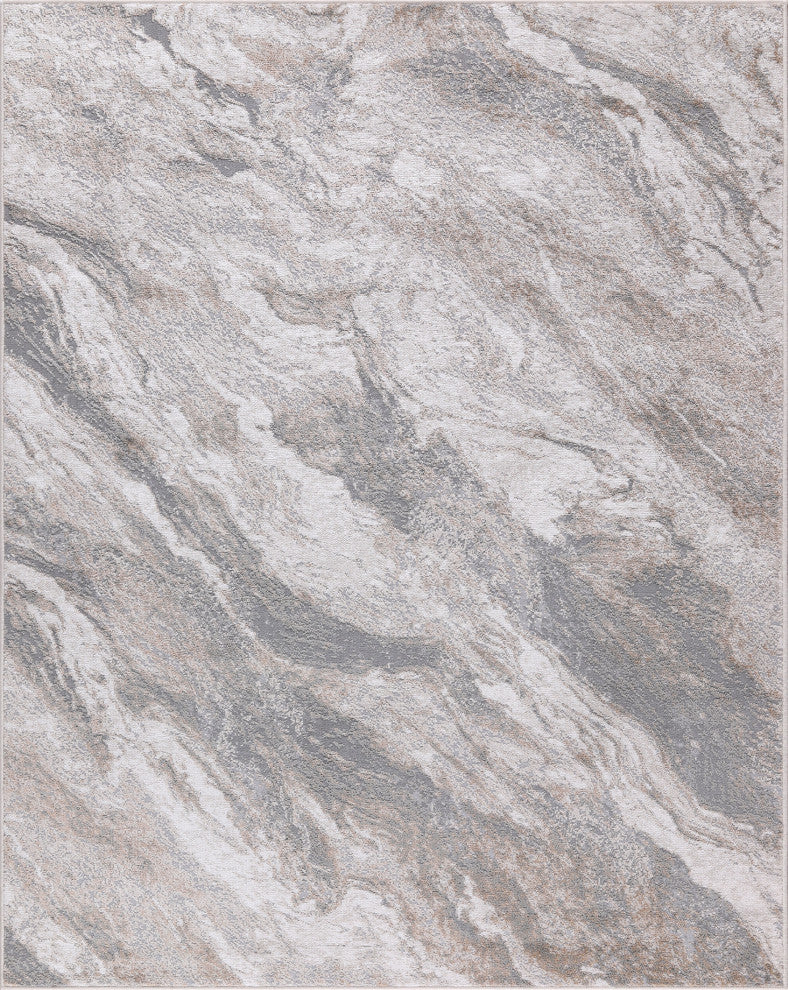 High-Low Silas Gray/Brown Rug, Gray, 7'9"x10'