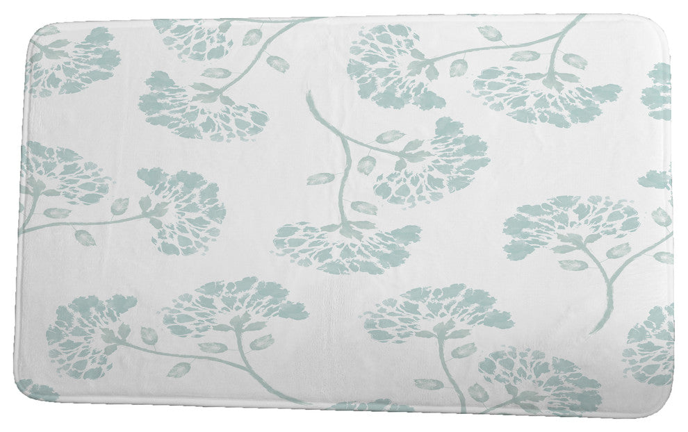 Floral Frolic April Floral Print Bath Mat, Aqua, 21"x34"