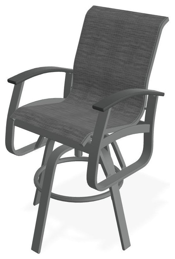 Belle Isle Sling Bar Height Outdoor Swivel Armchair, Collect Charcoal/Graphite