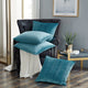 Pleated Velvet Pillow Cover 4 Piece Set, Storm Blue, 20" X 20"