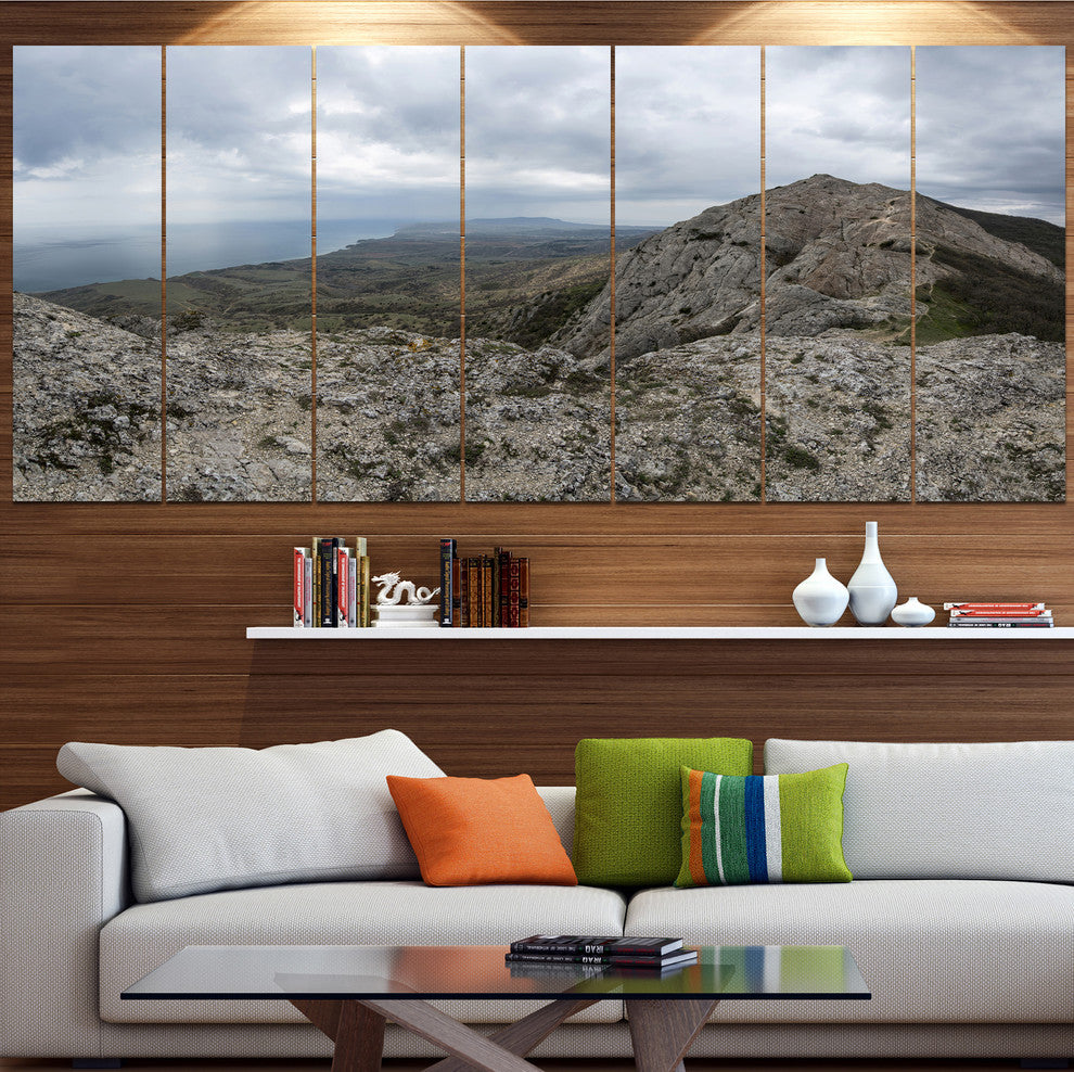 Rocky Mountain Peak Panorama, Landscape Canvas Art Print, 83"x32", 7 Panels
