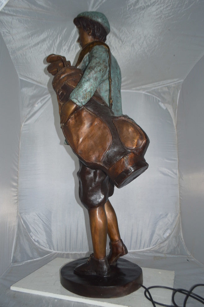 Caddy with light Bronze Statue -  Size: 30"L x 36"W x 64"H.