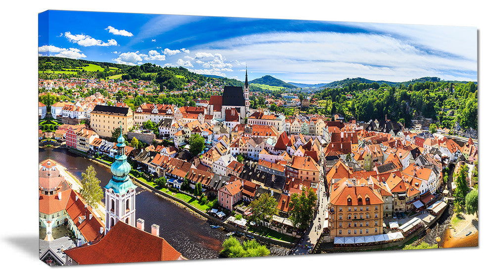 City Aerial View Panorama, Cityscape Canvas Art Print, 40x20