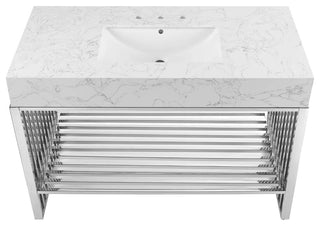 Gridiron Bathroom Vanity, White Silver