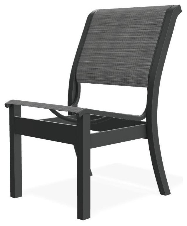 Leeward Sling Stackable Outdoor Dining Chair, Destiny Steel/Graphite