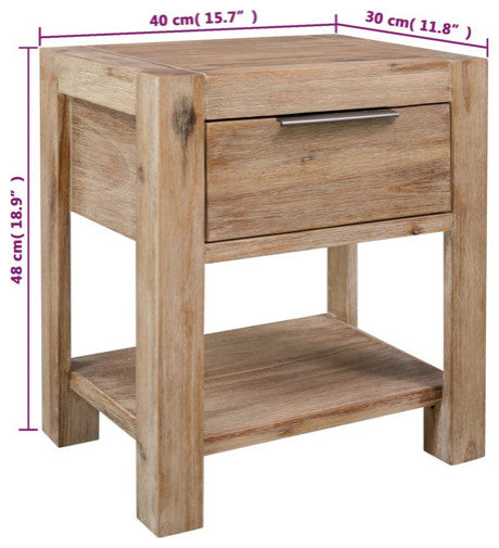vidaXL Nightstand Bedside Cabinet Nightstand with Drawer Solid Wood Acacia