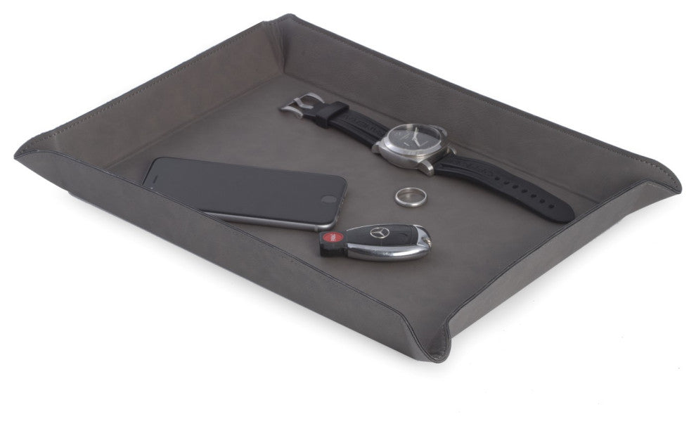 Large Rectangular Valet, Gray Leatherette
