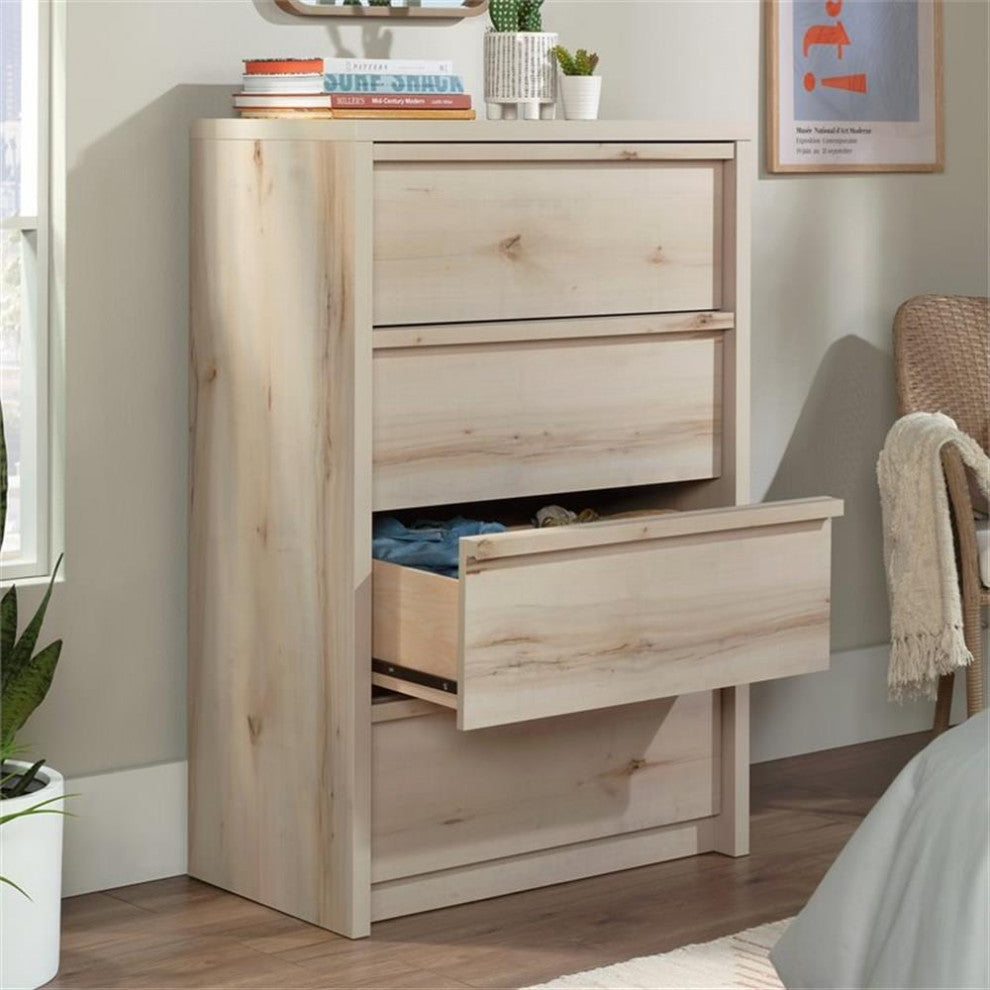 Pemberly Row Engineered Wood 4-Drawer Bedroom Chest in Pacific Maple