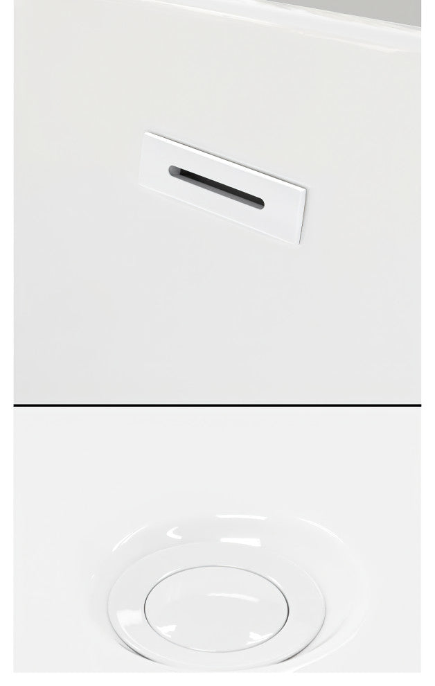 Juliette 60" Freestanding White Bathtub, Shiny White Drain and Overflow Trim