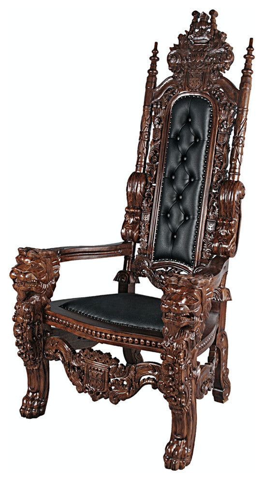Lord Raffles Throne WithFaux Black Leather