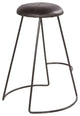 26" Counter Height Stool, Genuine Leather Upholstery, Metal Frame, Black