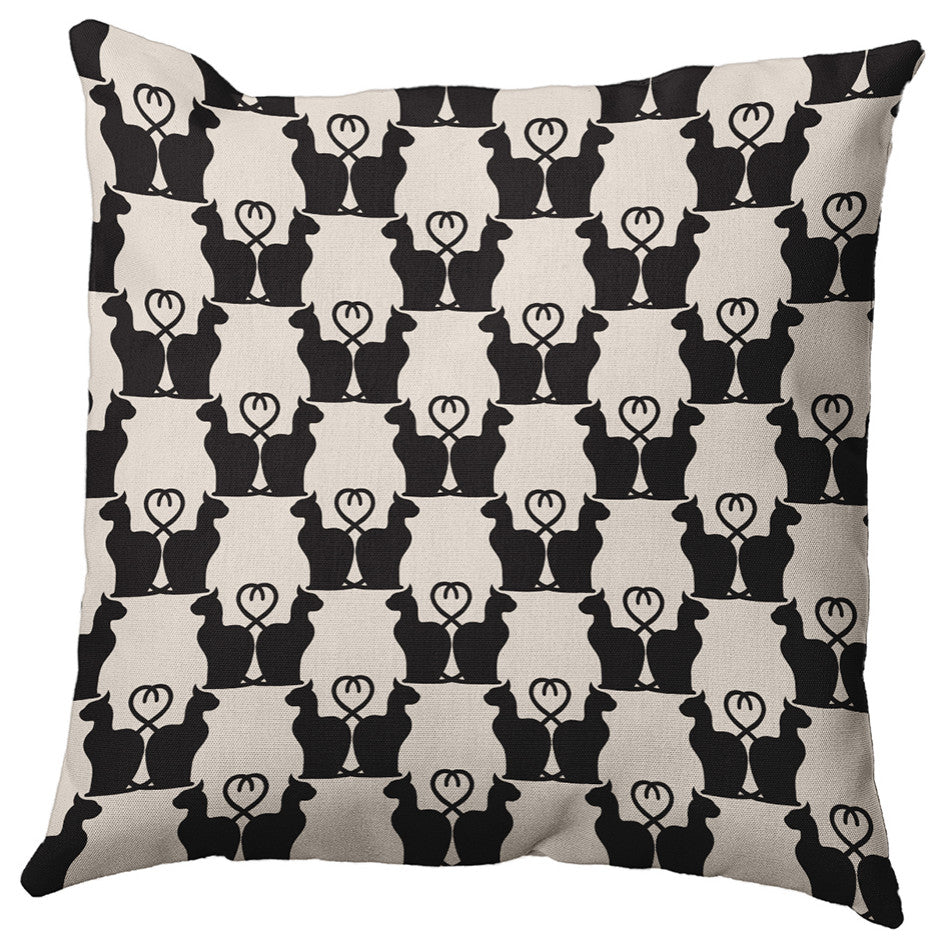 18" x 18" Cat Clowder Decorative Throw Pillow, Cream