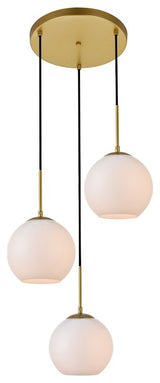 Baxter 3 Light Pendant in Brass And Frosted White
