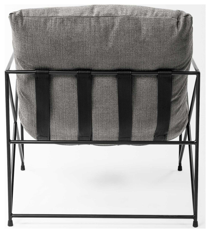 HomeRoots Grey Fabric Wrap Accent Chair With Black Metal Frame