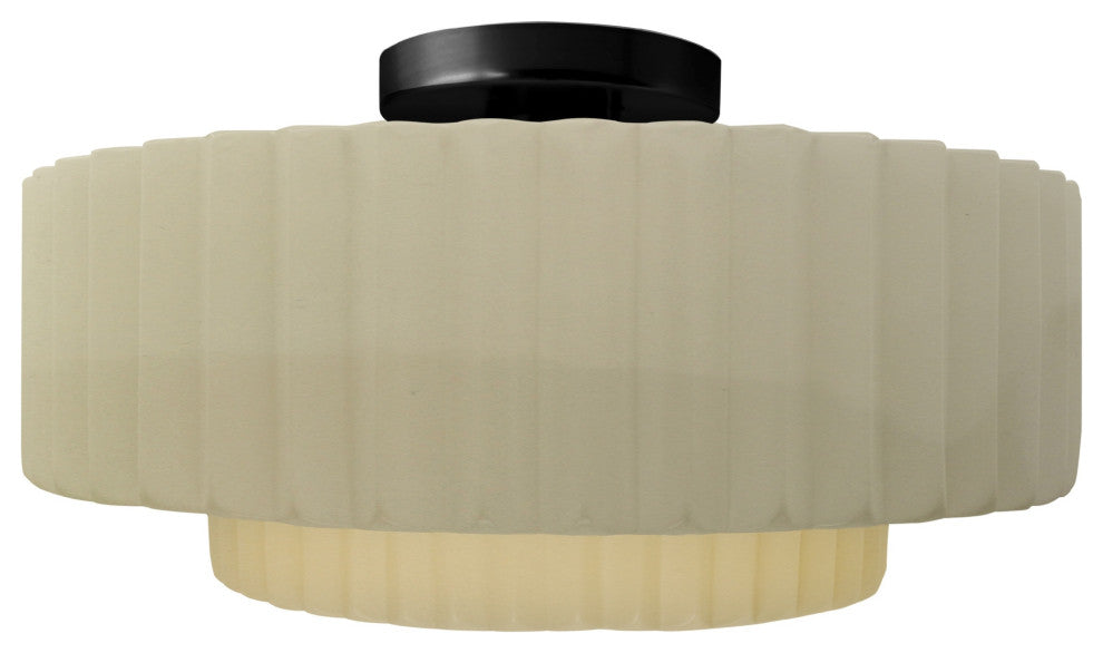 Radiance Medium Tier Pleated Semi-Flush, Vanilla Gloss Frame, Matte Black, LED