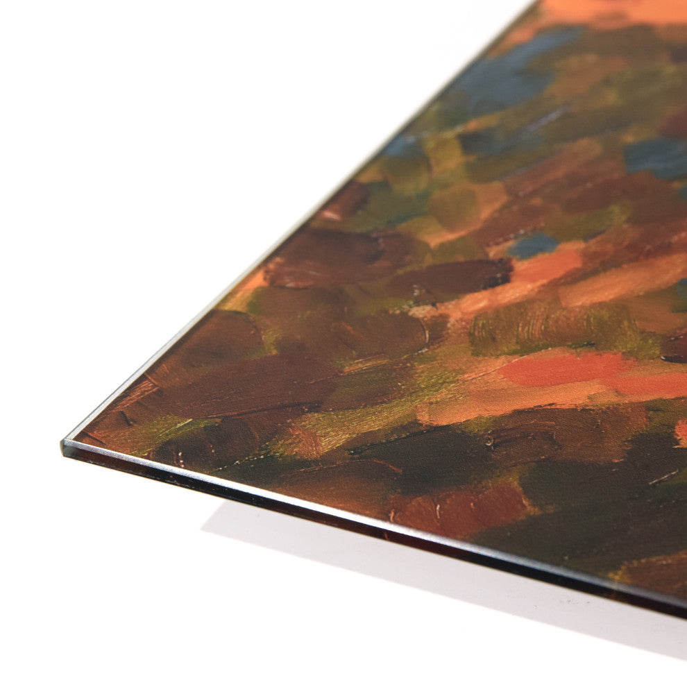 "Palm Breeze" Frameless Free Floating Tempered Glass Panel Graphic Wall Art Set