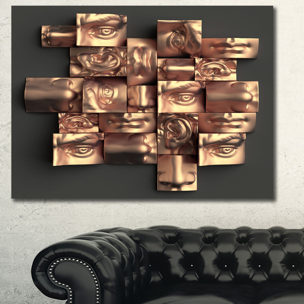 Golden Black Abstract Design, Abstract Canvas Art Print, 40"x30"