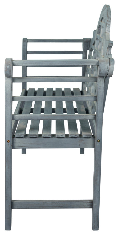 Lutyens 51.2" 3-Seat Arched Acacia Wood Outdoor Garden Patio Bench, Gray