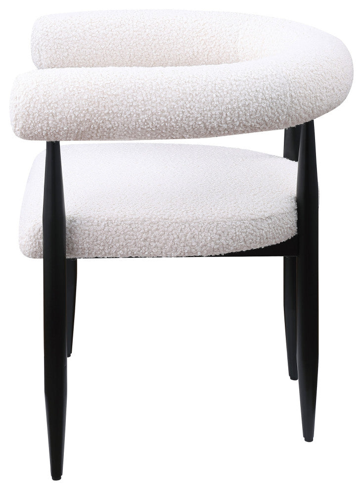 Dunmore Boucle Upholstered Dining Arm Chair Cream, Set of 2