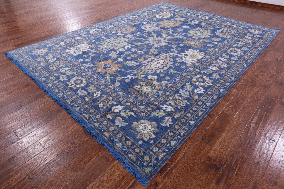 Hand-Knotted Turkish Oushak Wool Rug 9' 1" X 12' 3" - Q15949