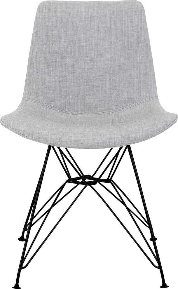 Palmetto Contemporary Dining Chair in Grey Fabric with Black Metal Legs