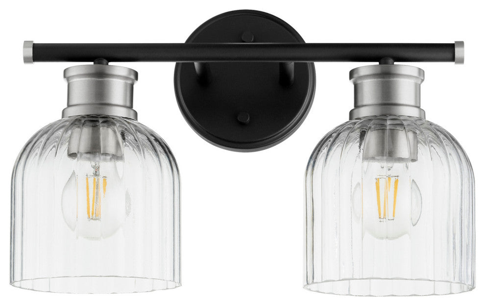 Quorum 510-2-6965 Two Light Vanity, Black w Satin Nickel Finish
