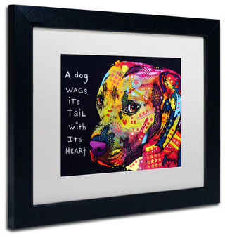 Dean Russo 'Gratitude Pitbull' Framed Art, Black Frame, 11"x14", White Matte