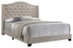 Camel Back Queen Bed Button Tufting in Beige