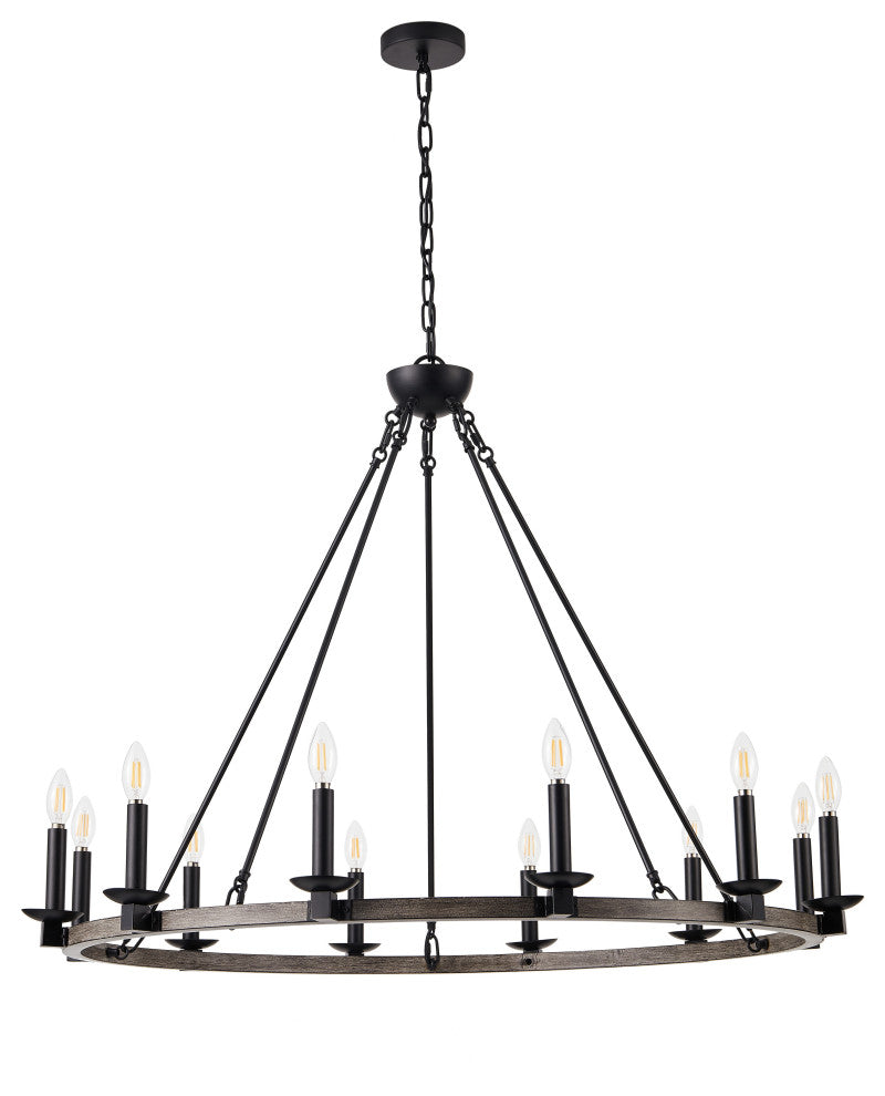 12-Light Wagon Wheel Ceiling Light Candle Style Pendant