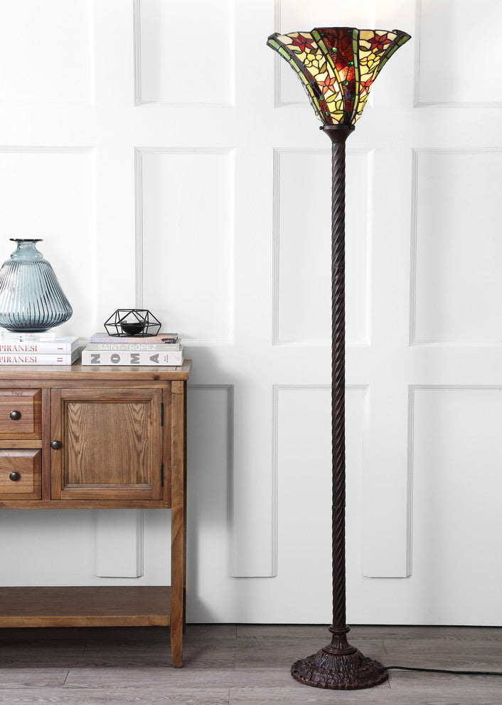 Williams Tiffany-Style 71" Torchiere Floor Lamp, Bronze