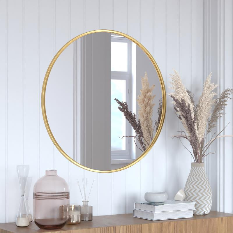 Gold 30" Round Wall Mirror