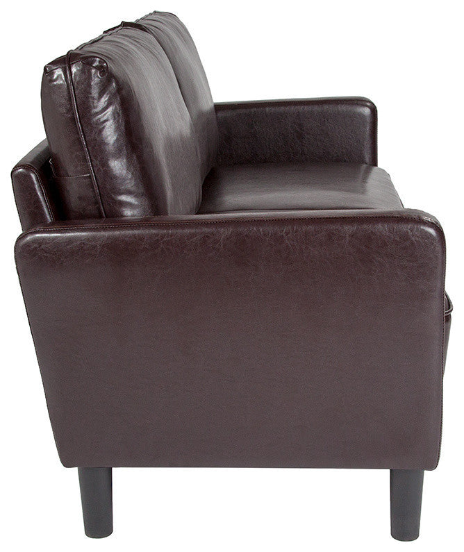 Washington Park Upholstered Sofa, Brown Leather