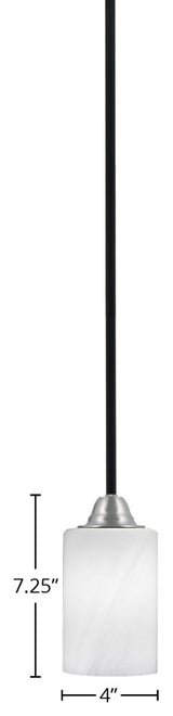 Paramount Mini Pendant, Matte Black & Brushed Nickel, 4" White Marble