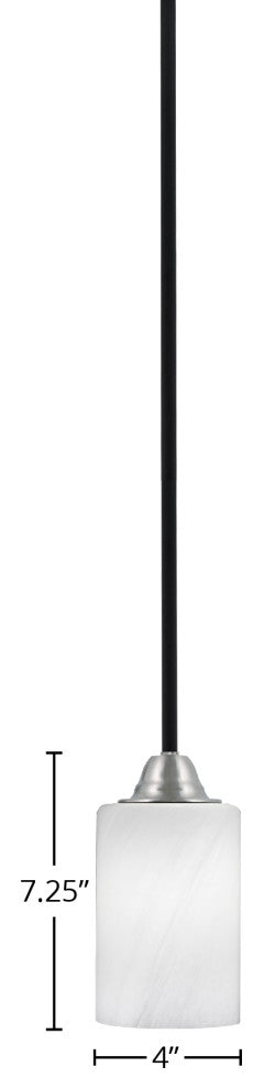 Paramount Mini Pendant, Matte Black & Brushed Nickel, 4" White Marble