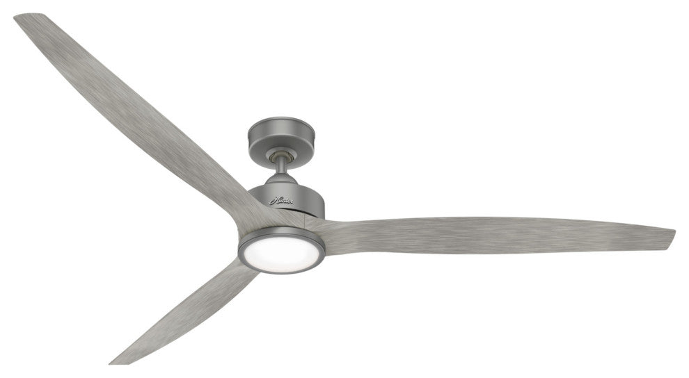 Hunter 72" Park View Matte Silver Damp Ceiling Fan With LED Light Kit and Remote