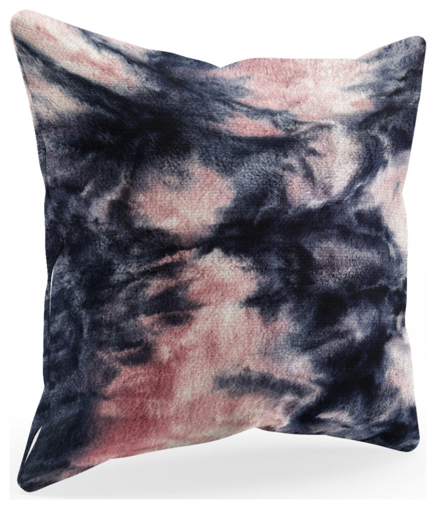 Plutus Pink Navy Fureal Faux Fur Luxury Throw Pillow, Pink Navy, 16" x 16"
