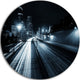 Illuminated Traffic Trail In Downtown Seattle, Disc Metal Wall Art, 36"
