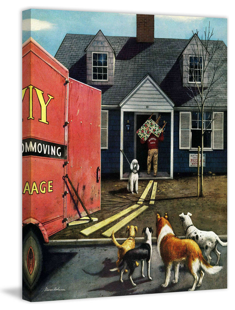 "New Dog in Town" Painting Print on Canvas by Stevan Dohanos