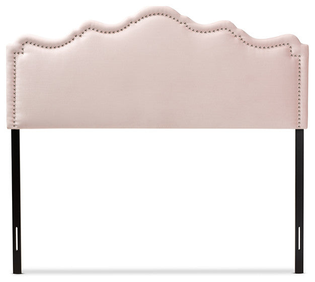 Nadeen Light Pink Velvet Fabric Upholstered Queen Size Headboard