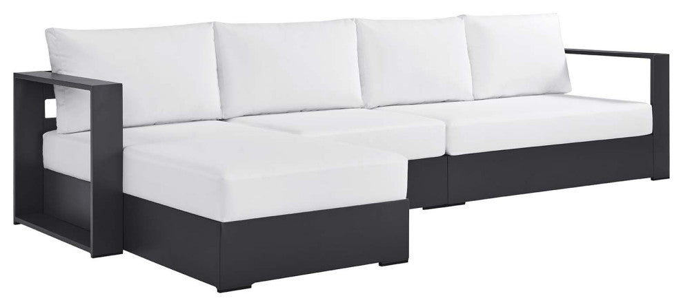 Tahoe Outdoor Patio Powder-Coated Aluminum 3-Piece Left-Facing Chaise Sectional