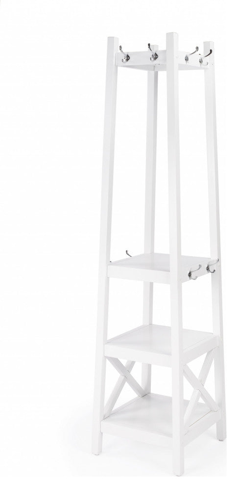 Fenya White Coat Rack With Shelves
