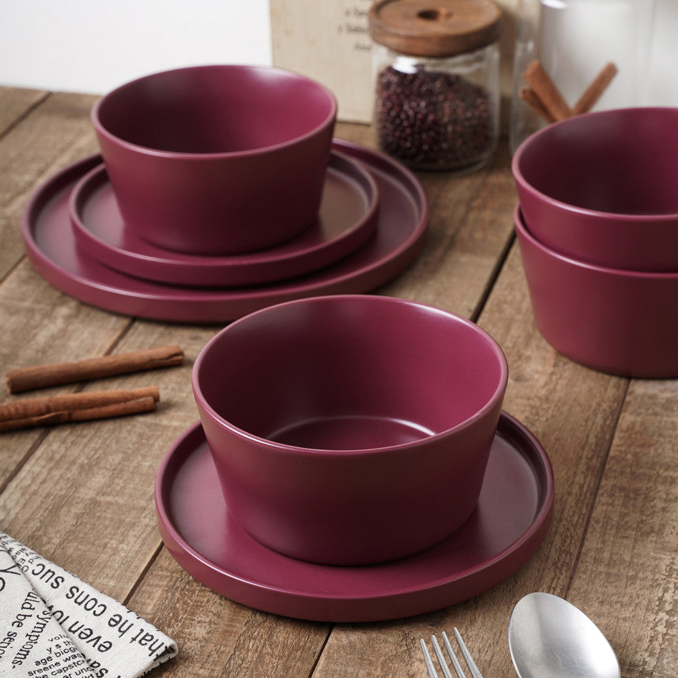 Stone Lain Celina Stoneware 24 Piece Dinnerware Set, Purple
