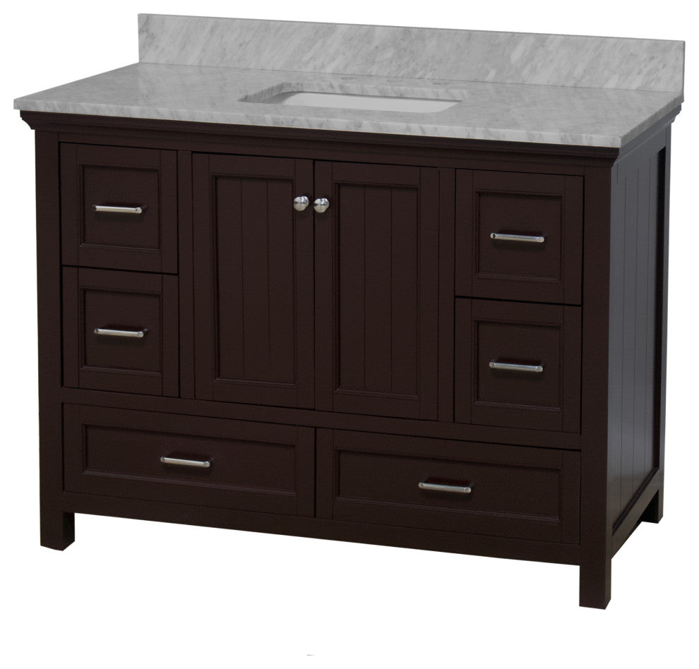 Paige 48" Bathroom Vanity, Chocolate, Carrara Marble