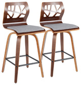 Folia Counter Stool, Set of 2, Light Gray Fabric