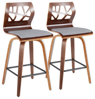 Folia Counter Stool, Set of 2, Light Gray Fabric