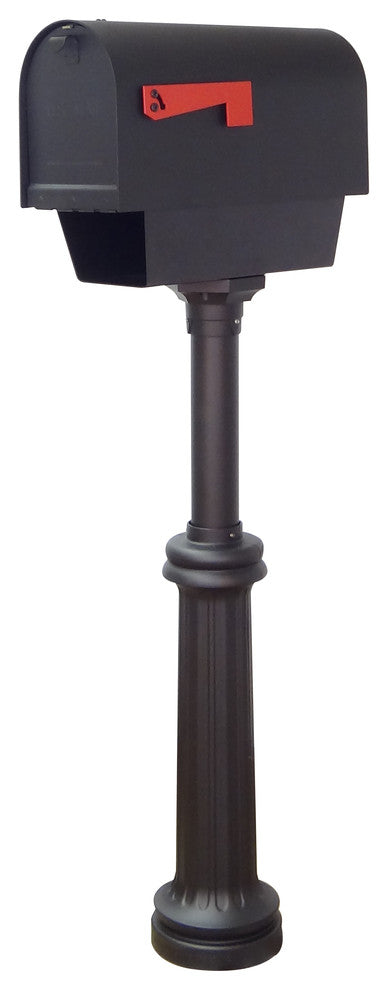 Titan Aluminum Curbside Mailbox With Newspaper Tube and Bradford Mailbox Post