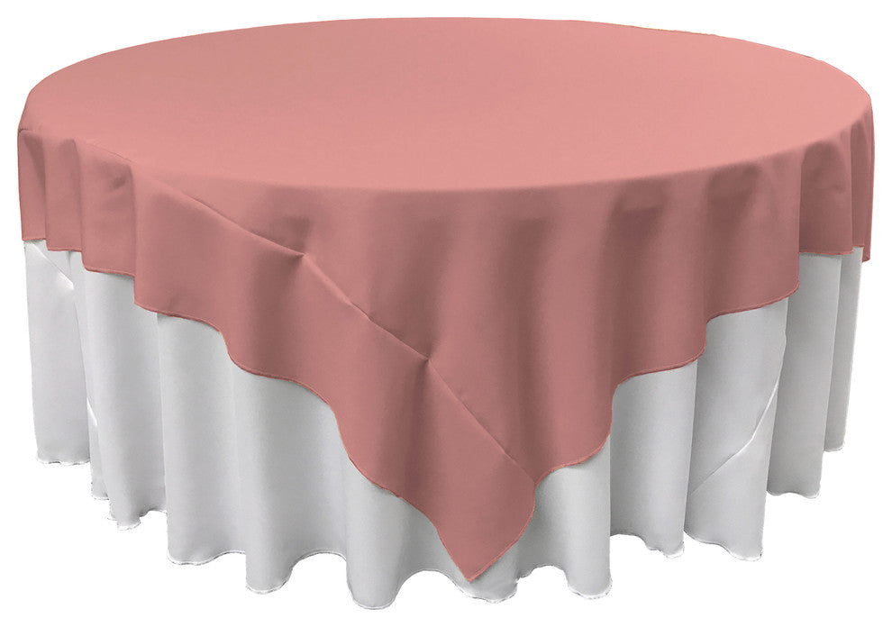LA Linen Square Polyester Poplin Tablecloth, Dusty Rose, 90"x90"