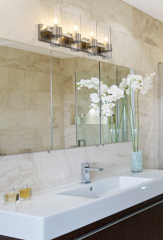 Zlite 343-4V-BN 4-Light Vanity, Clear