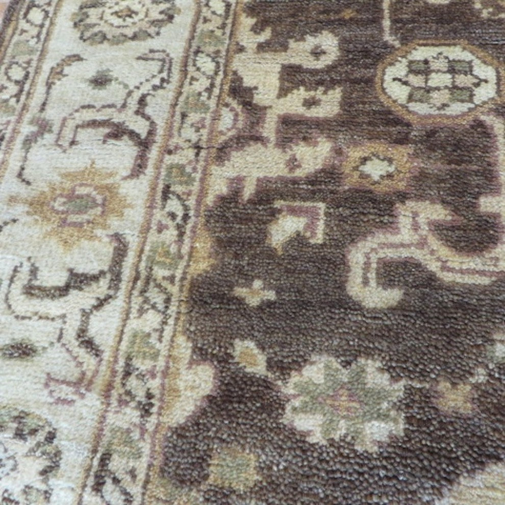 Hand-Knotted Brown Oushak Oriental Rug Veg Dyes, 4x6